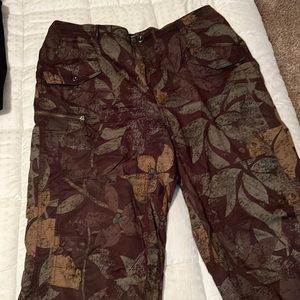 Anthropologie Ripley Utility Pants in Moss Camo Leaf Pattern Size 32